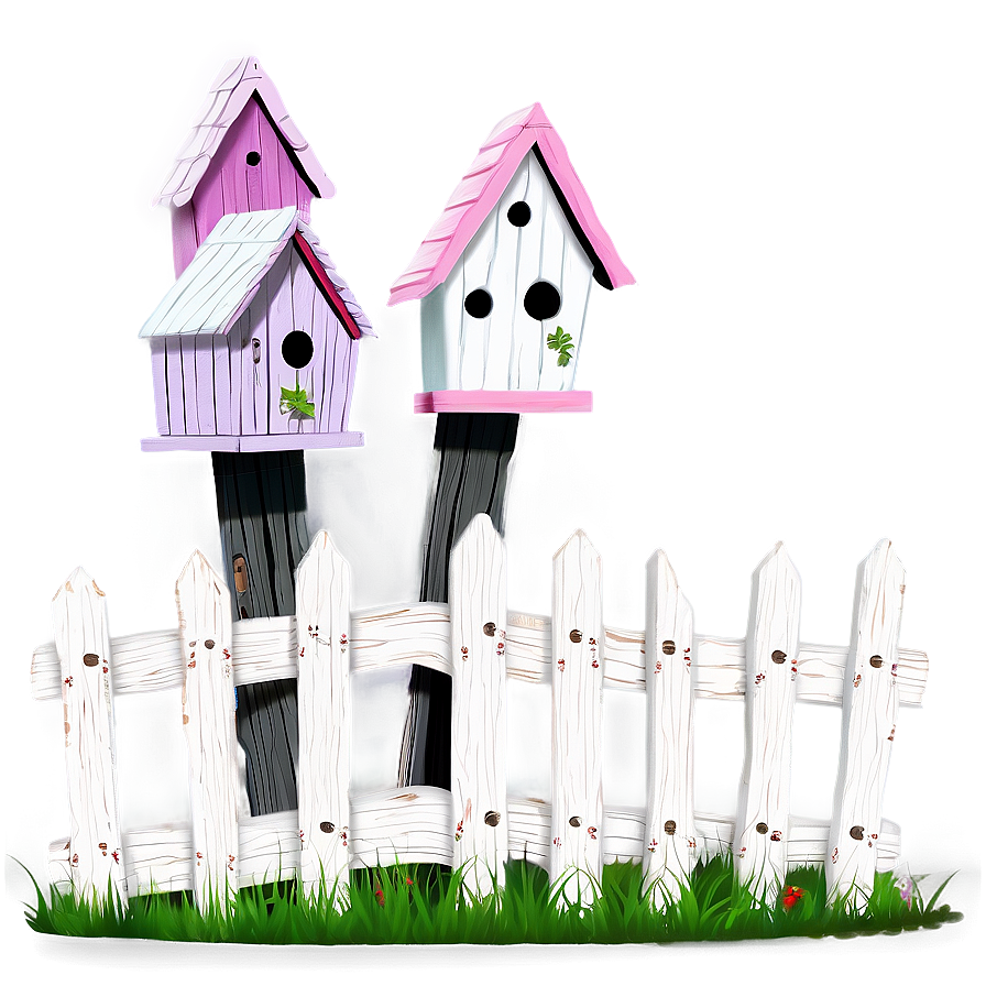 Fence With Birdhouses Png 4