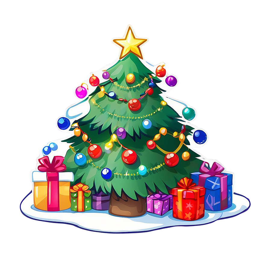 Festal Cute Christmas Tree Cartoon Png 06252024