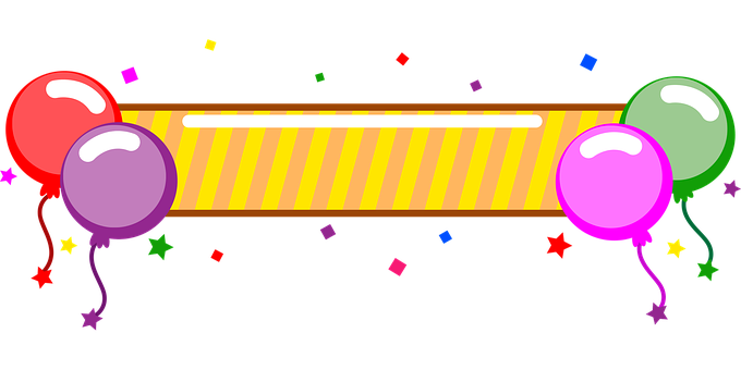 Festive Banner With Balloonsand Confetti PNG with transparent background