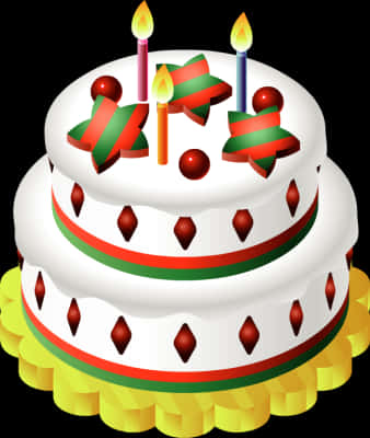 Festive Birthday Cake Illustration PNG with transparent background