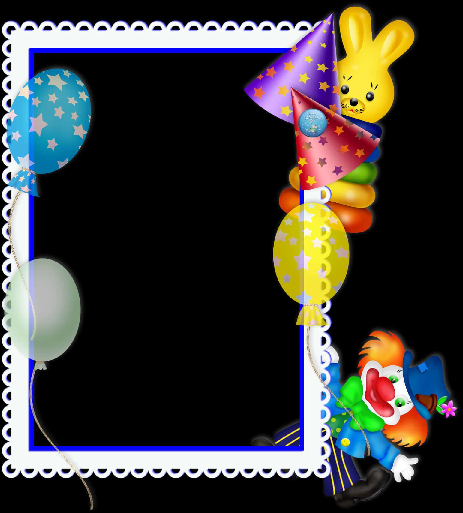 Festive Birthday Framewith Balloonand Clown