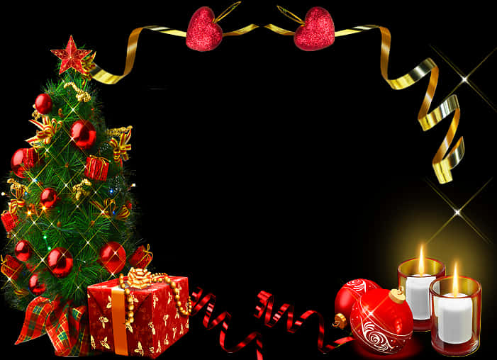 Festive Christmas Border Design PNG image with a transparent background, free high-resolution download