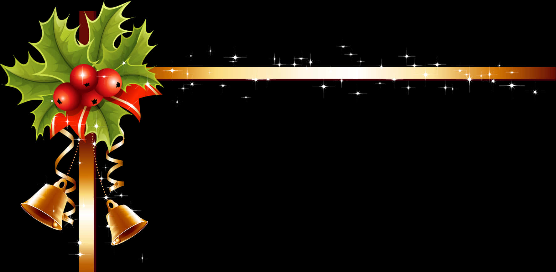 Festive Christmas Borderwith Bells PNG image with a transparent background, free high-resolution download