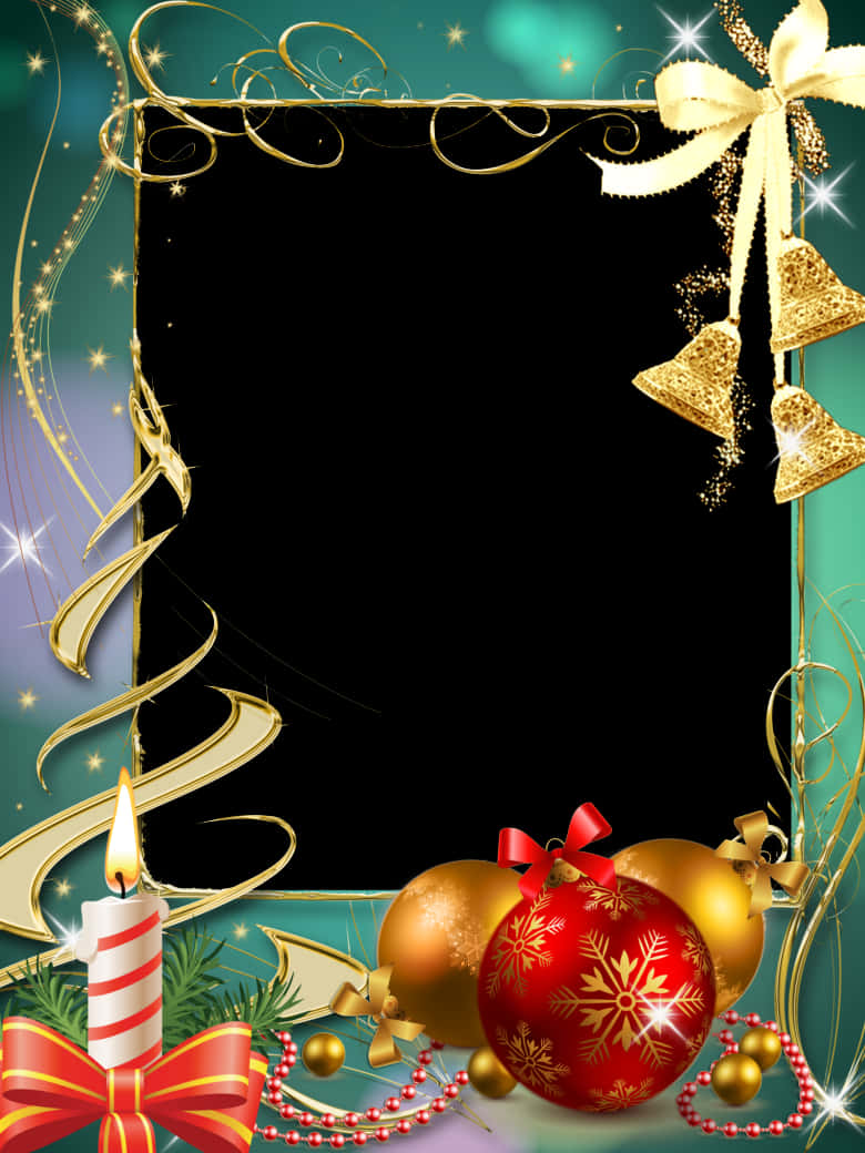 Festive Christmas Framewith Ornamentsand Candle