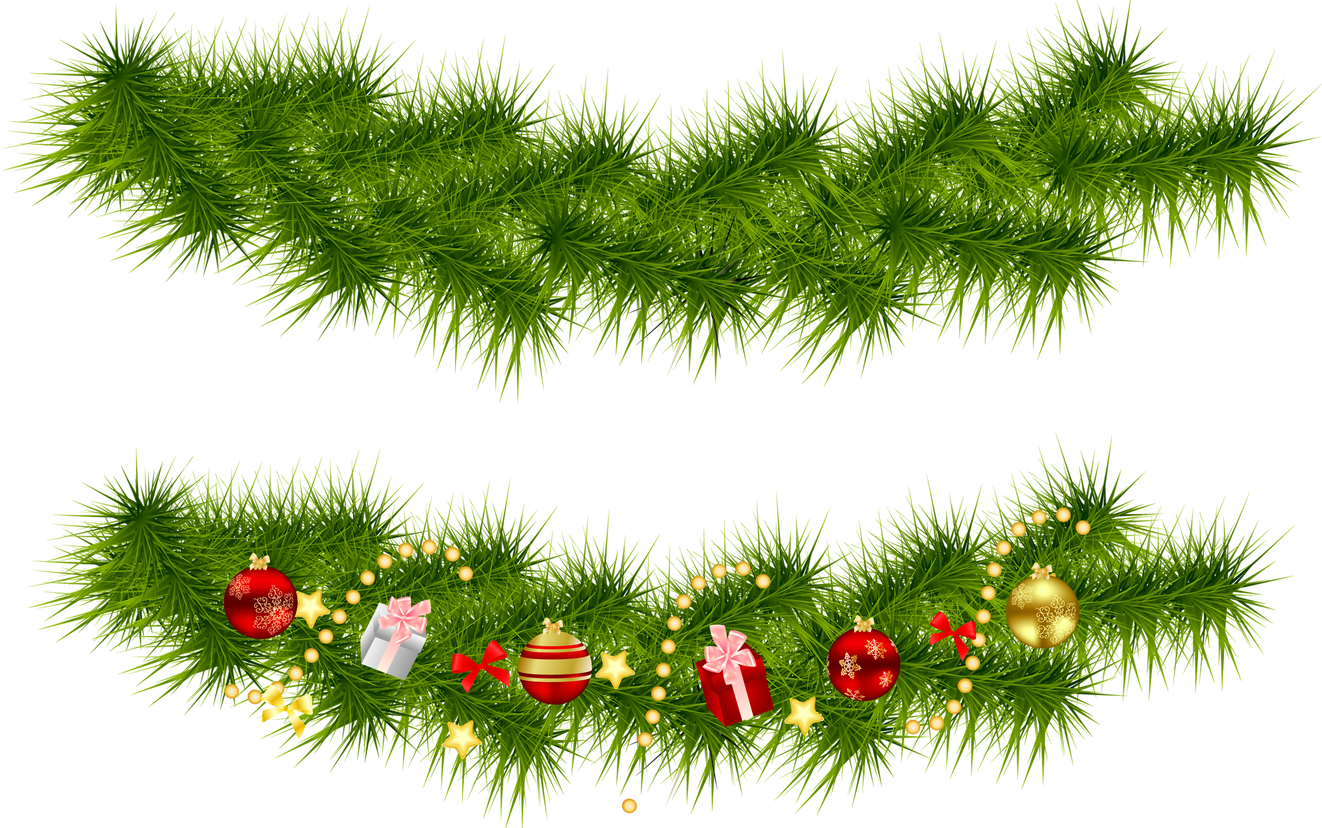 Christmas Tree Garland Clip Art - Garlands Christmas Decors, HD Png Download PNG with transparent background
