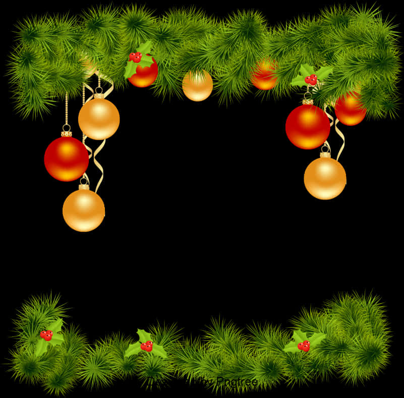Festive Christmas Ornament Border PNG image with a transparent background, free high-resolution download