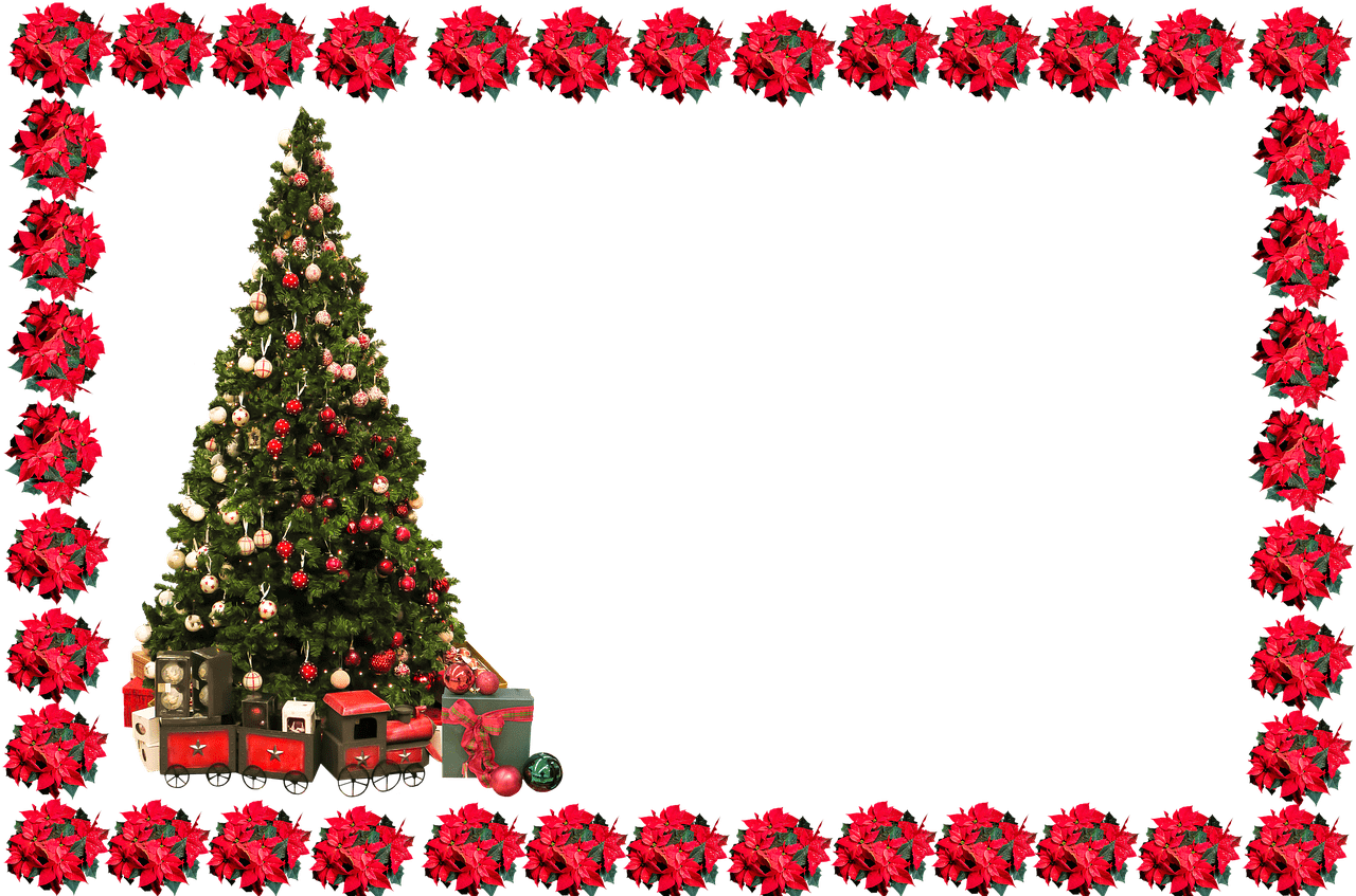 Christmas Frame With Tree - Transparent Background Christmas Picture Frame, HD Png Download PNG with transparent background
