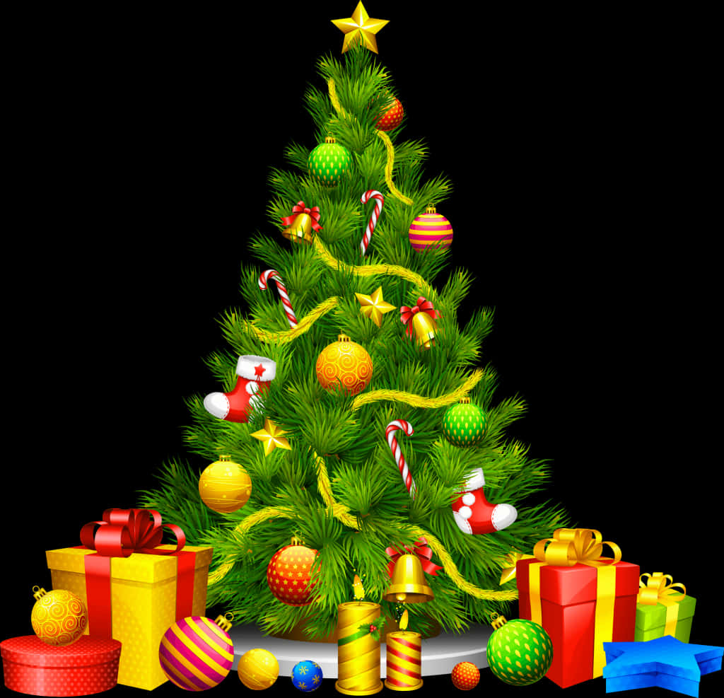 Festive Christmas Tree With Gifts