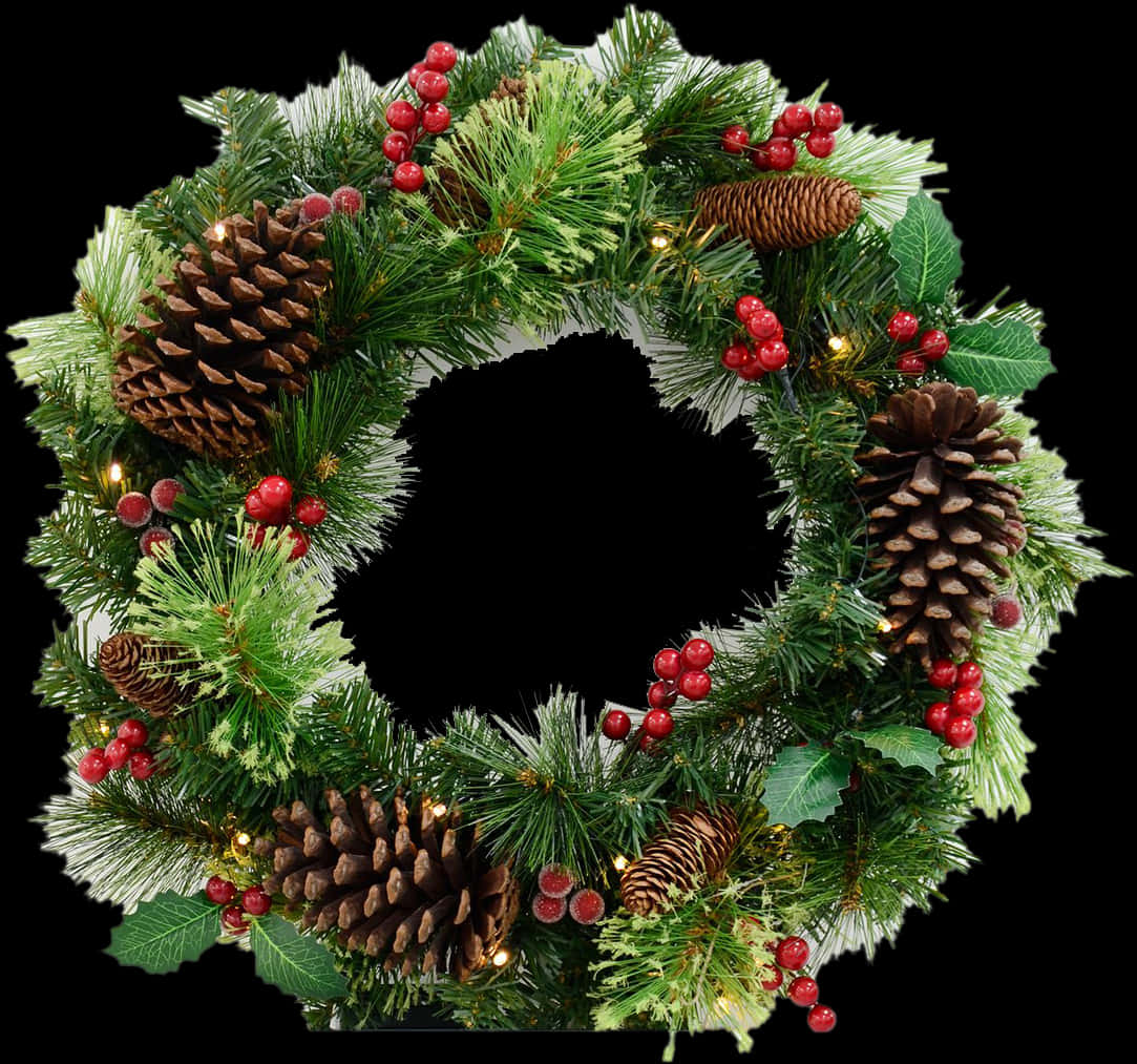 Festive Christmas Wreath PNG image with a transparent background, free high-resolution download
