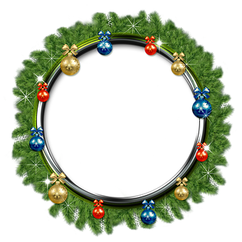 Festive Christmas Wreath Frame PNG with transparent background