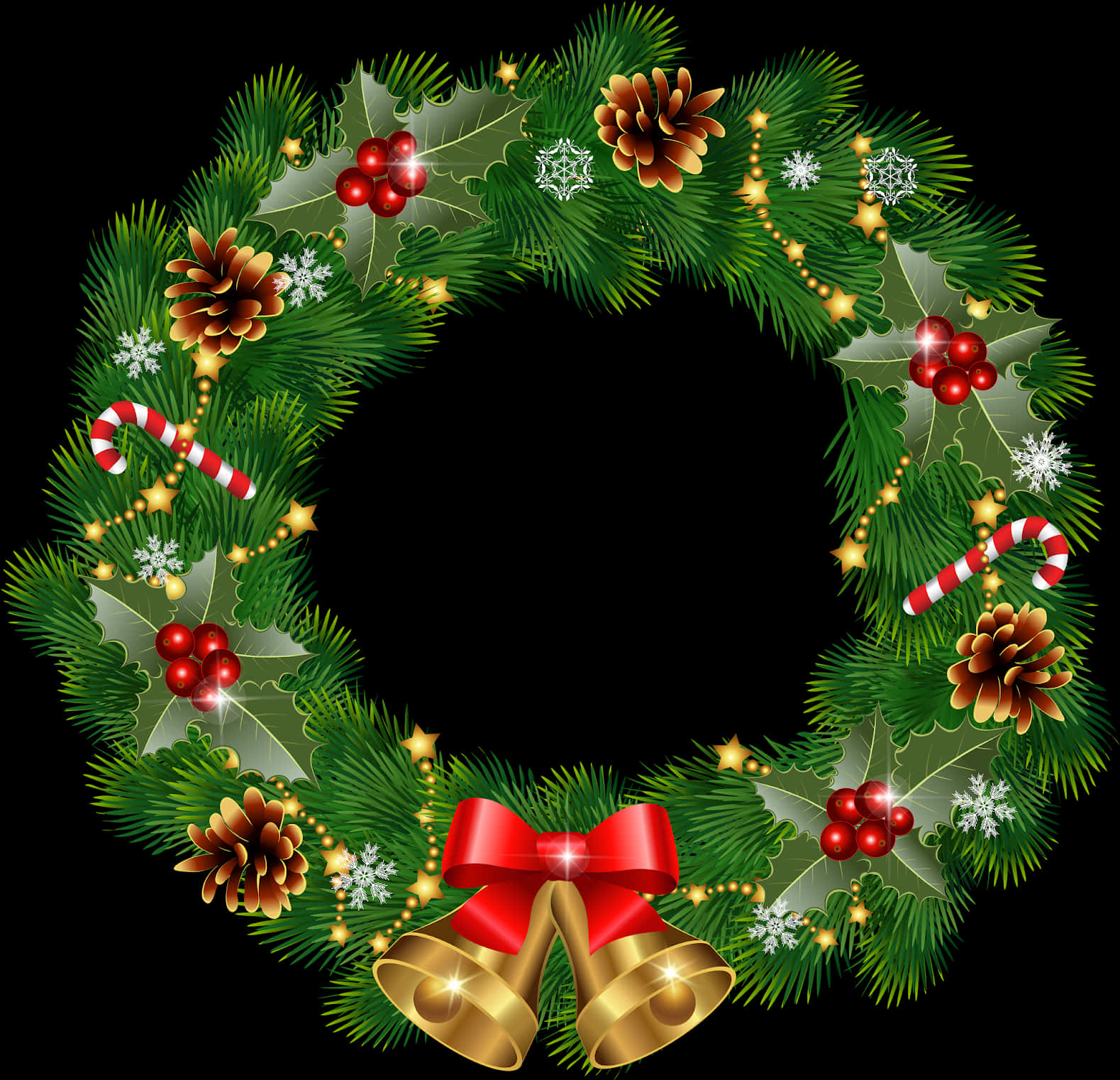 Vintage Christmas Wreath Vector PNG image with a transparent background, free high-resolution download