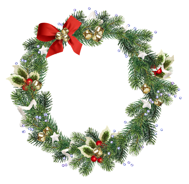Festive Christmas Wreathwith Red Bow PNG with transparent background