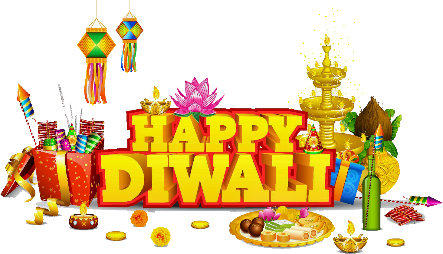 Festive Diwali Celebration Elements PNG with transparent background