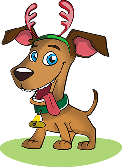 Festive Dog Cartoon Reindeer Antlers PNG with transparent background