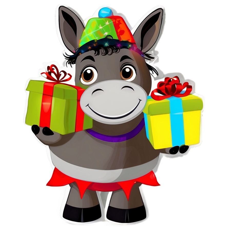 Festive Donkey With Presents Png Oqk35