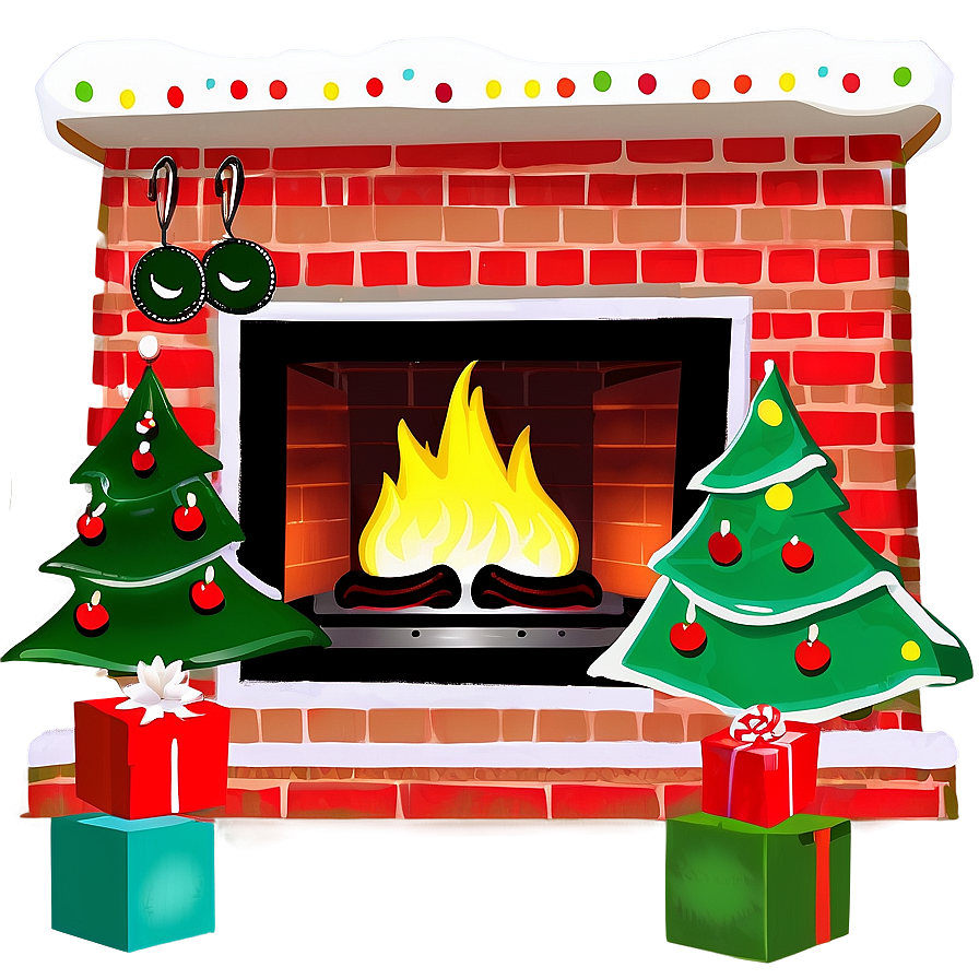 Festive Family Christmas Fireplace Png Woe76