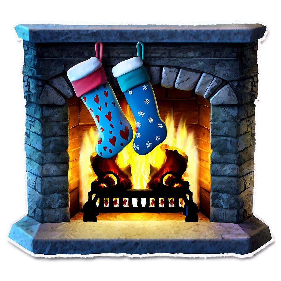 Festive Fireplace And Christmas Stockings Png Ulw69