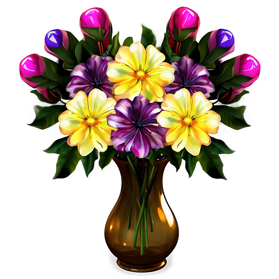 Festive Flowers In Vase Png Lgv