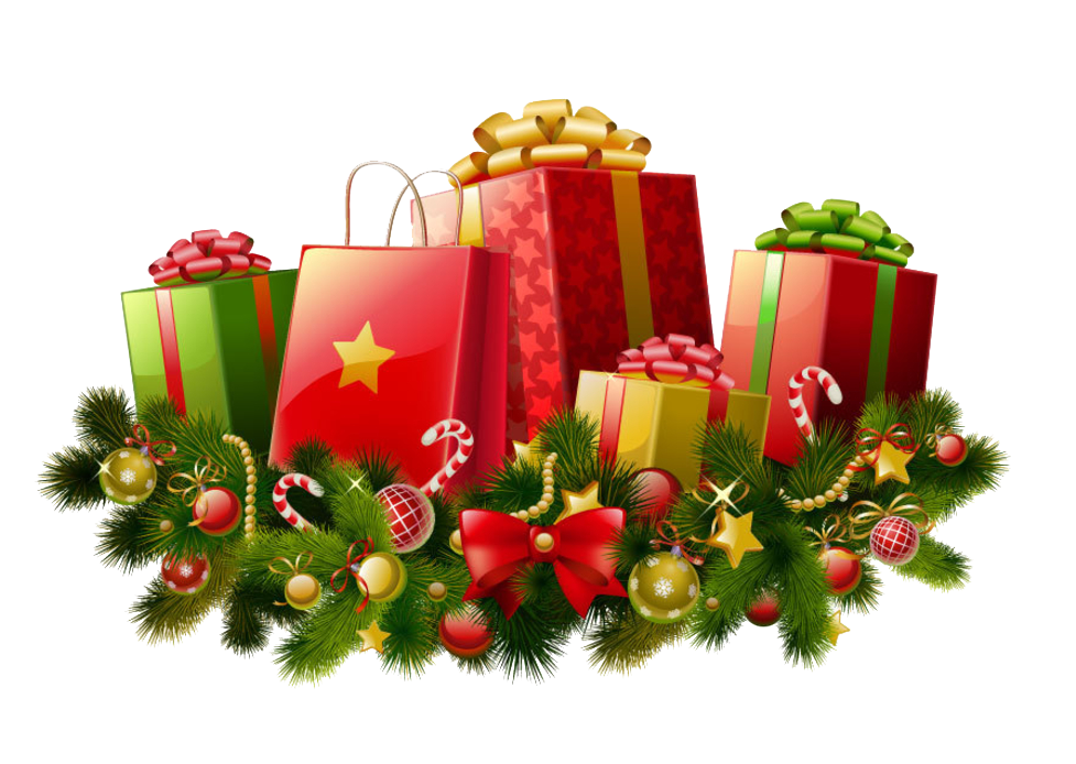 Festive Giftsand Decorations PNG with transparent background