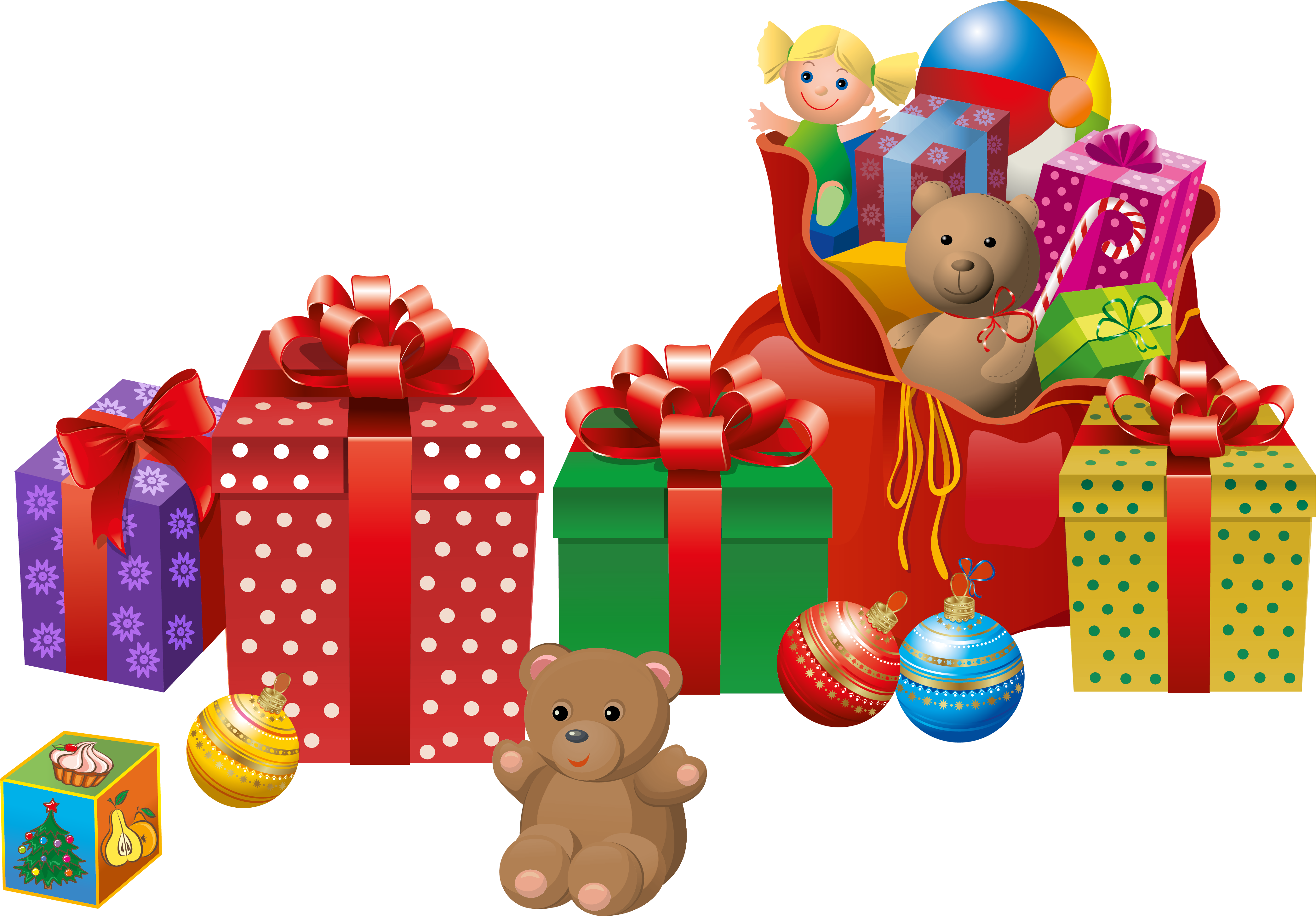 Festive Giftsand Toys Collection PNG with transparent background