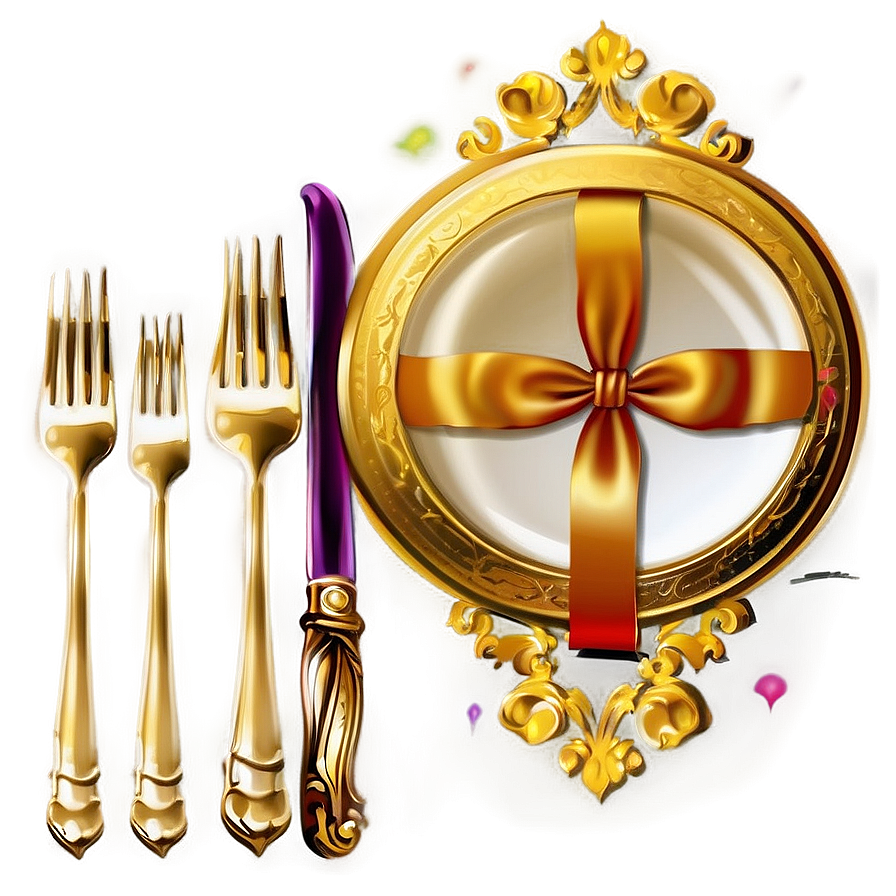 Festive Gold Plate Png 06262024