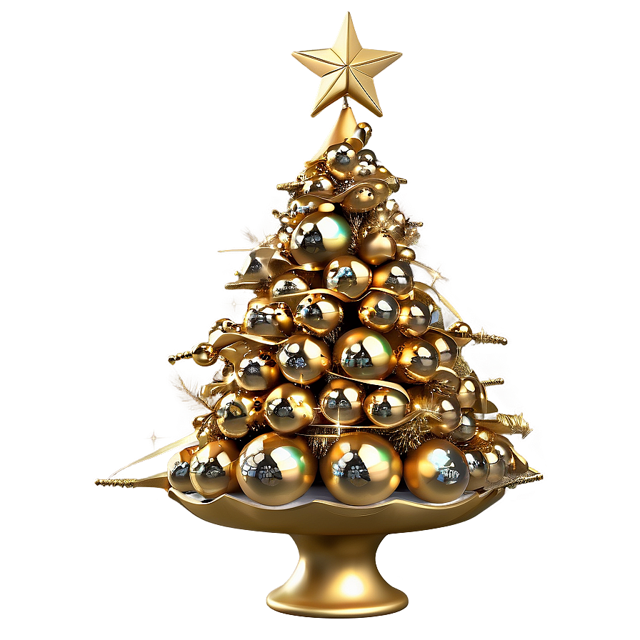 Festive Gold Tabletop Christmas Tree Png Bqn87