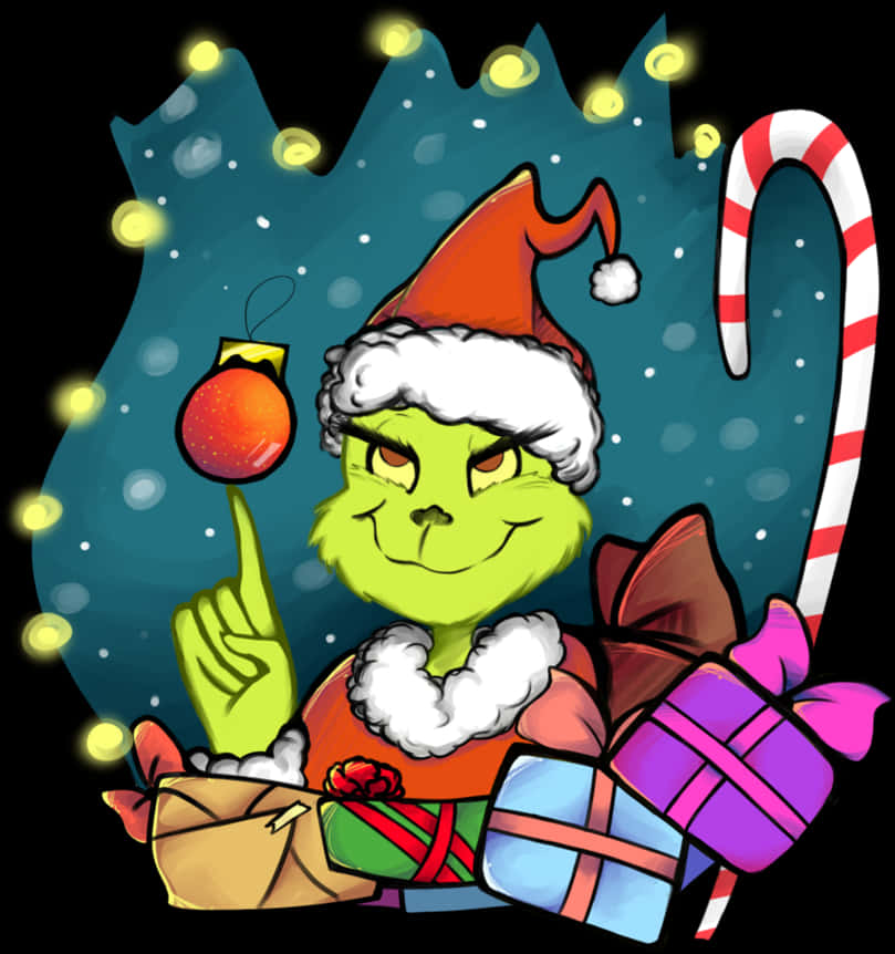 Festive Grinch Cartoon Illustration