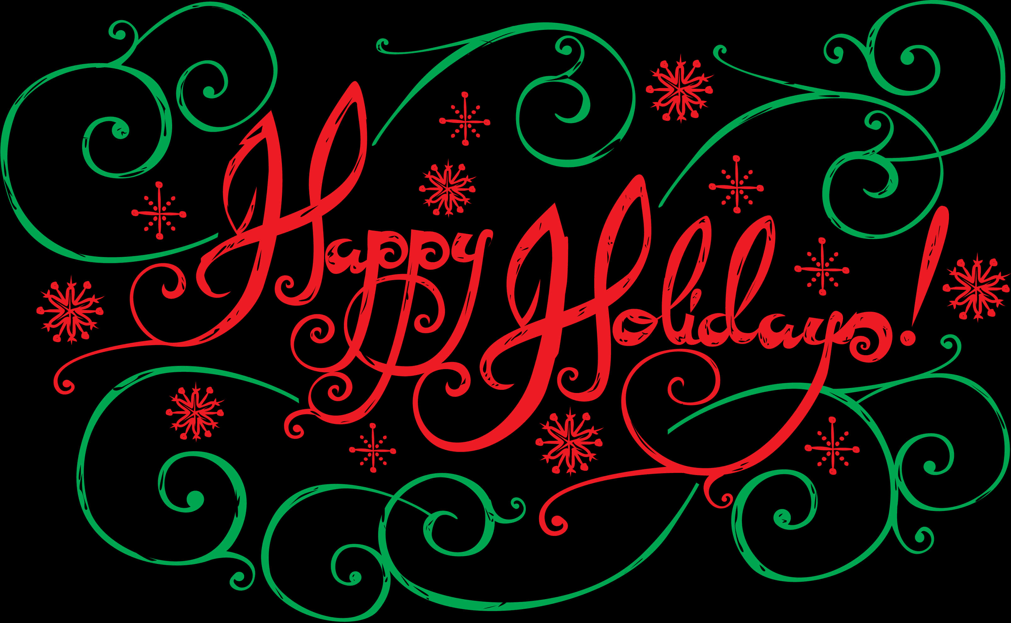 Festive Happy Holidays Calligraphy PNG with transparent background