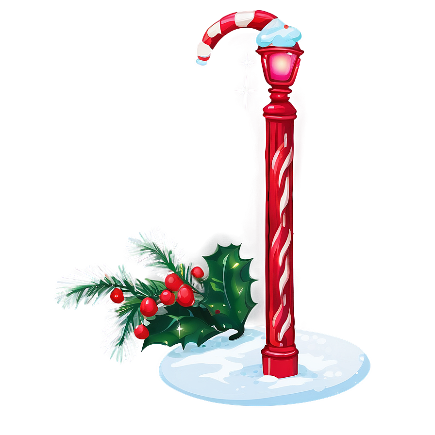 Festive Holiday Light Post Png 97