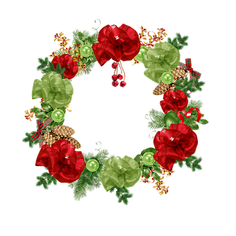Festive Holiday Wreath Design PNG with transparent background