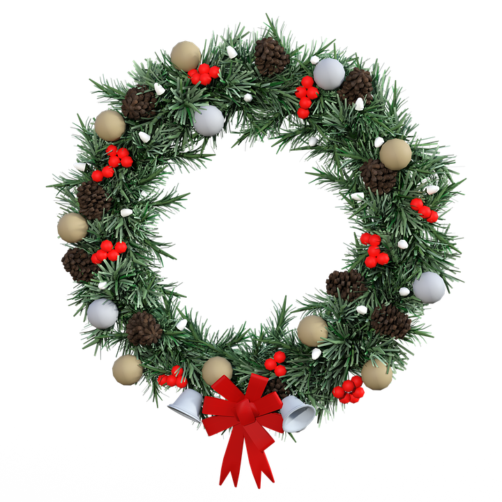 Festive Holiday Wreath PNG with transparent background