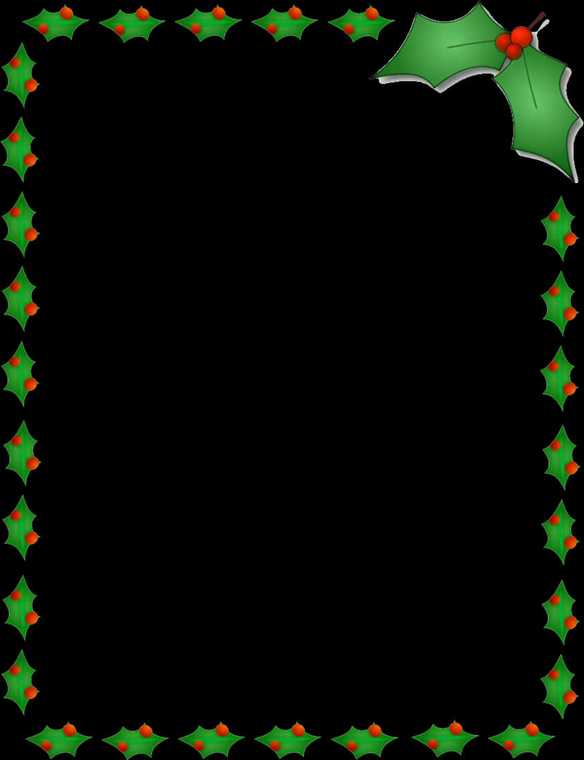 Festive Holly Christmas Border PNG image with a transparent background, free high-resolution download