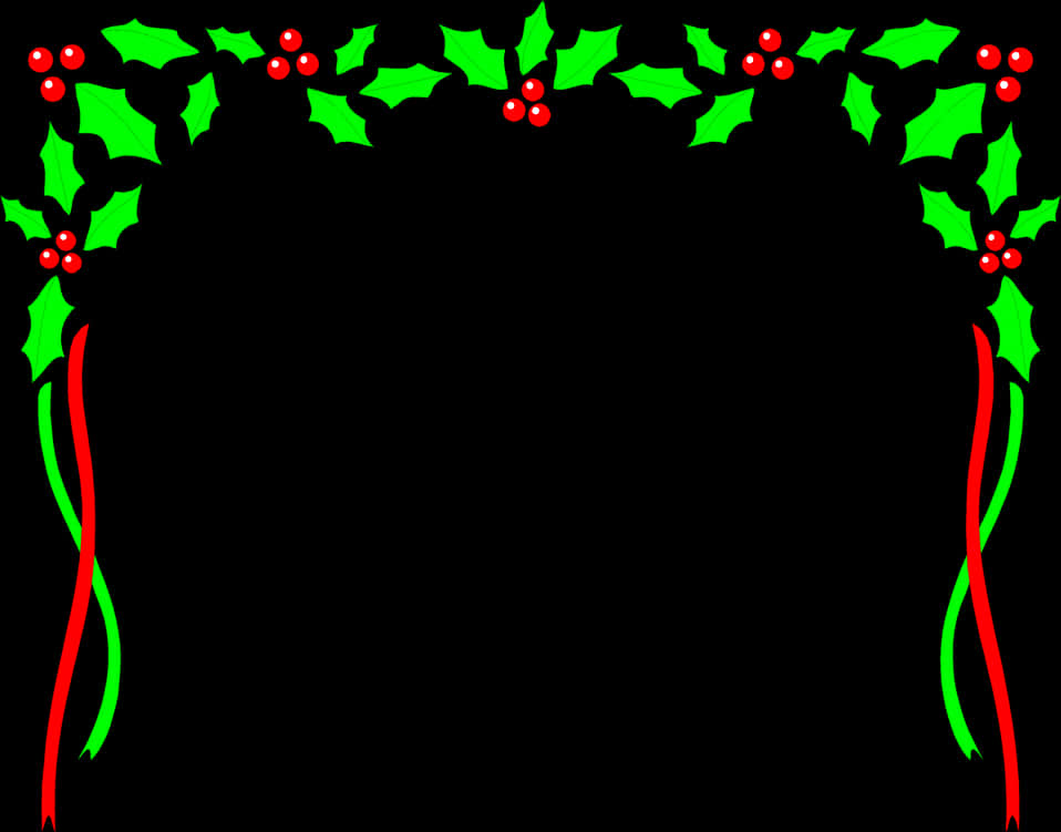 Festive Holly Christmas Border PNG image with a transparent background, free high-resolution download