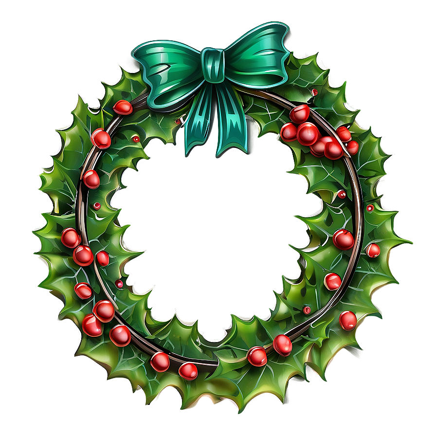 Festive Holly Wreath Png 05242024