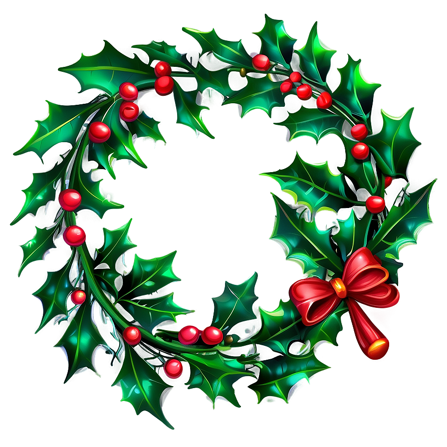 Festive Holly Wreath Png 05242024