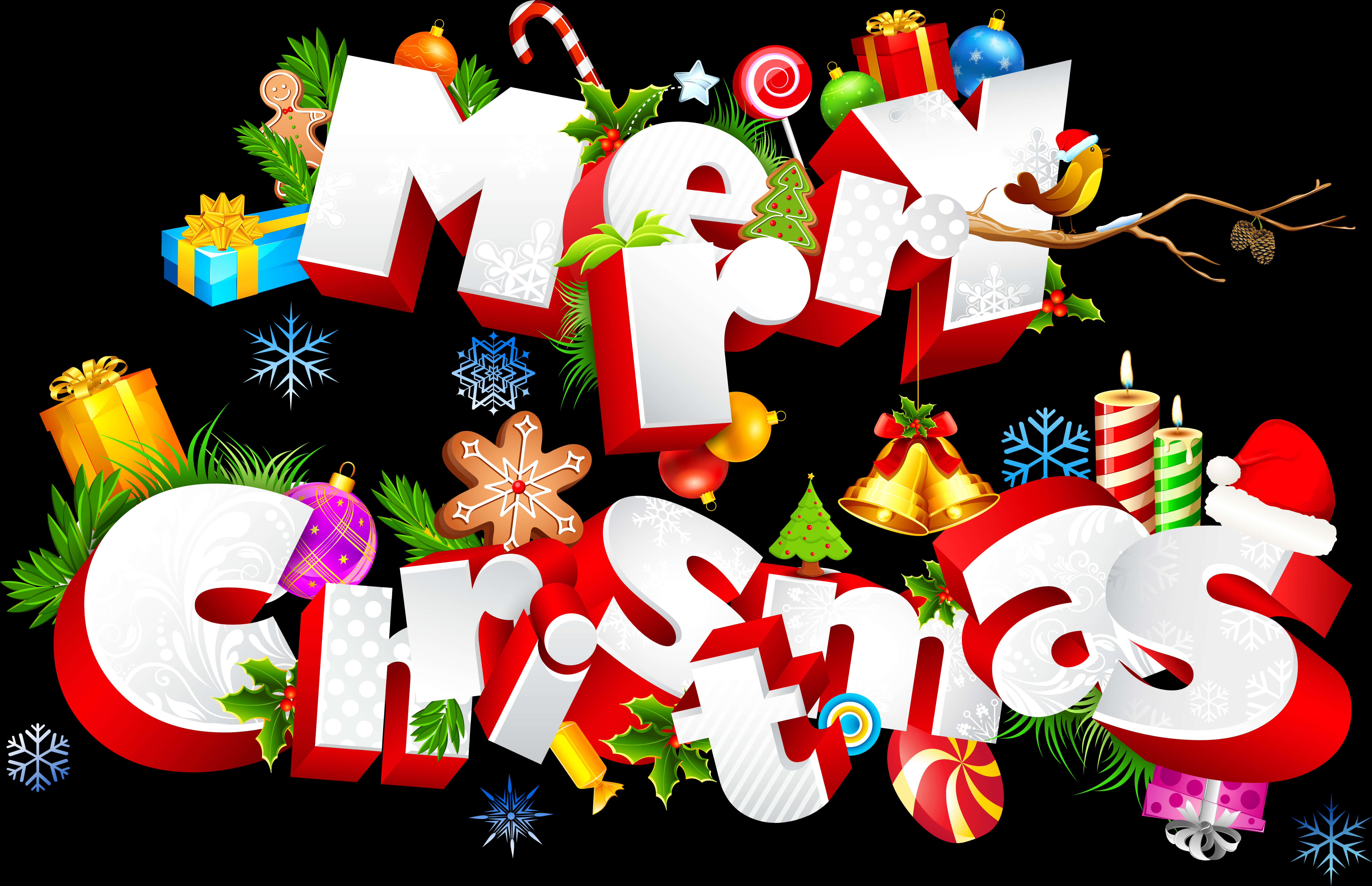 Festive Merry Christmas Greeting PNG with transparent background