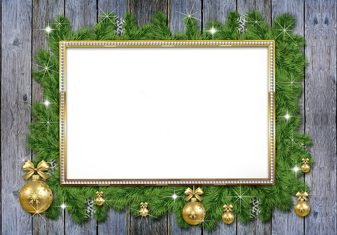 Festive New Year Frameon Wooden Background PNG with transparent background