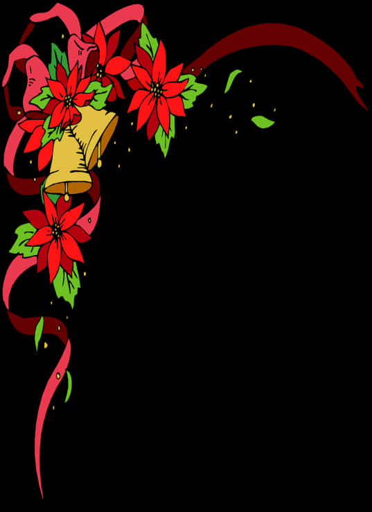 Festive Poinsettia Christmas Border PNG image with a transparent background, free high-resolution download
