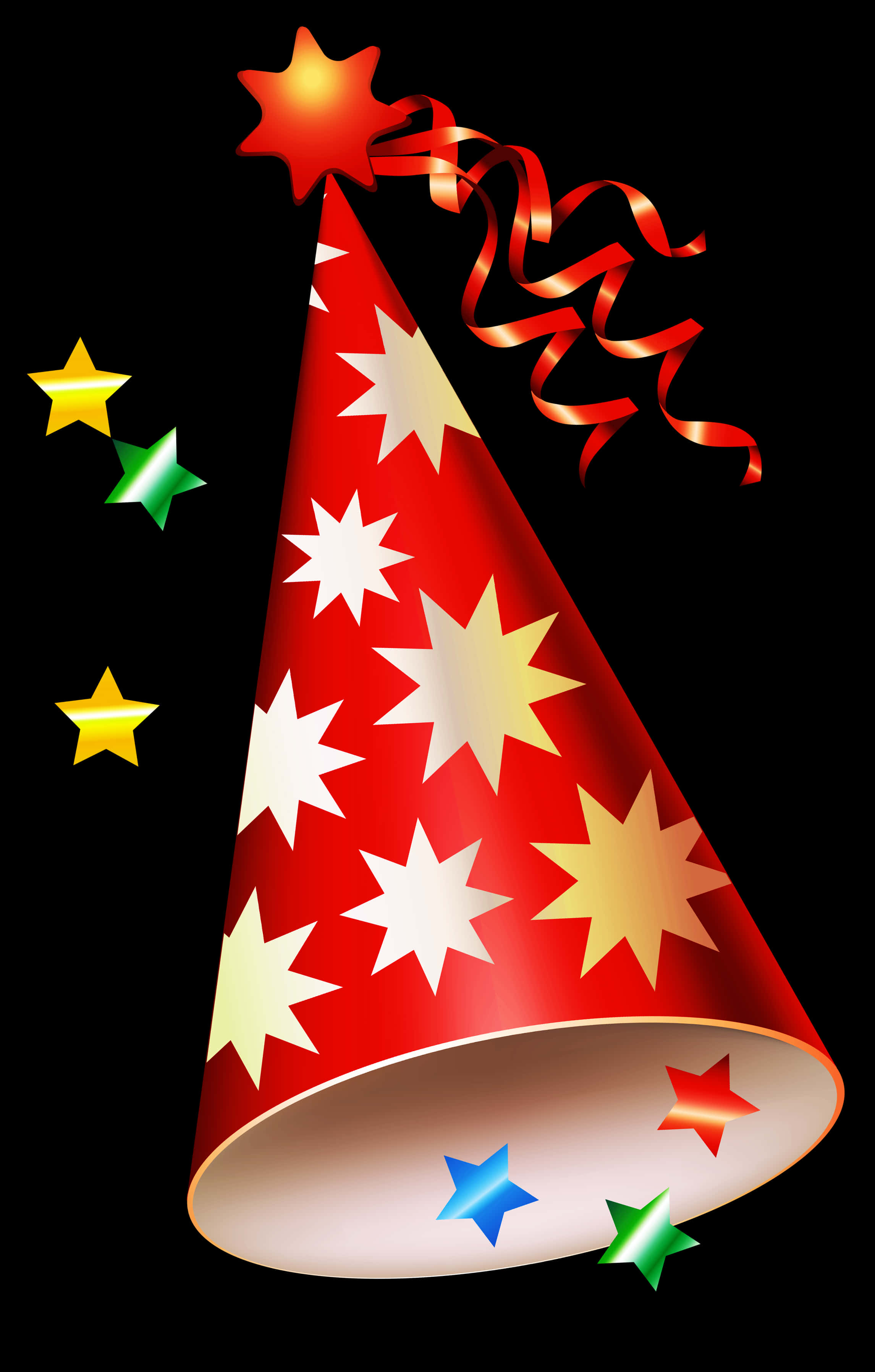 Festive Red Party Hatwith Stars PNG with transparent background
