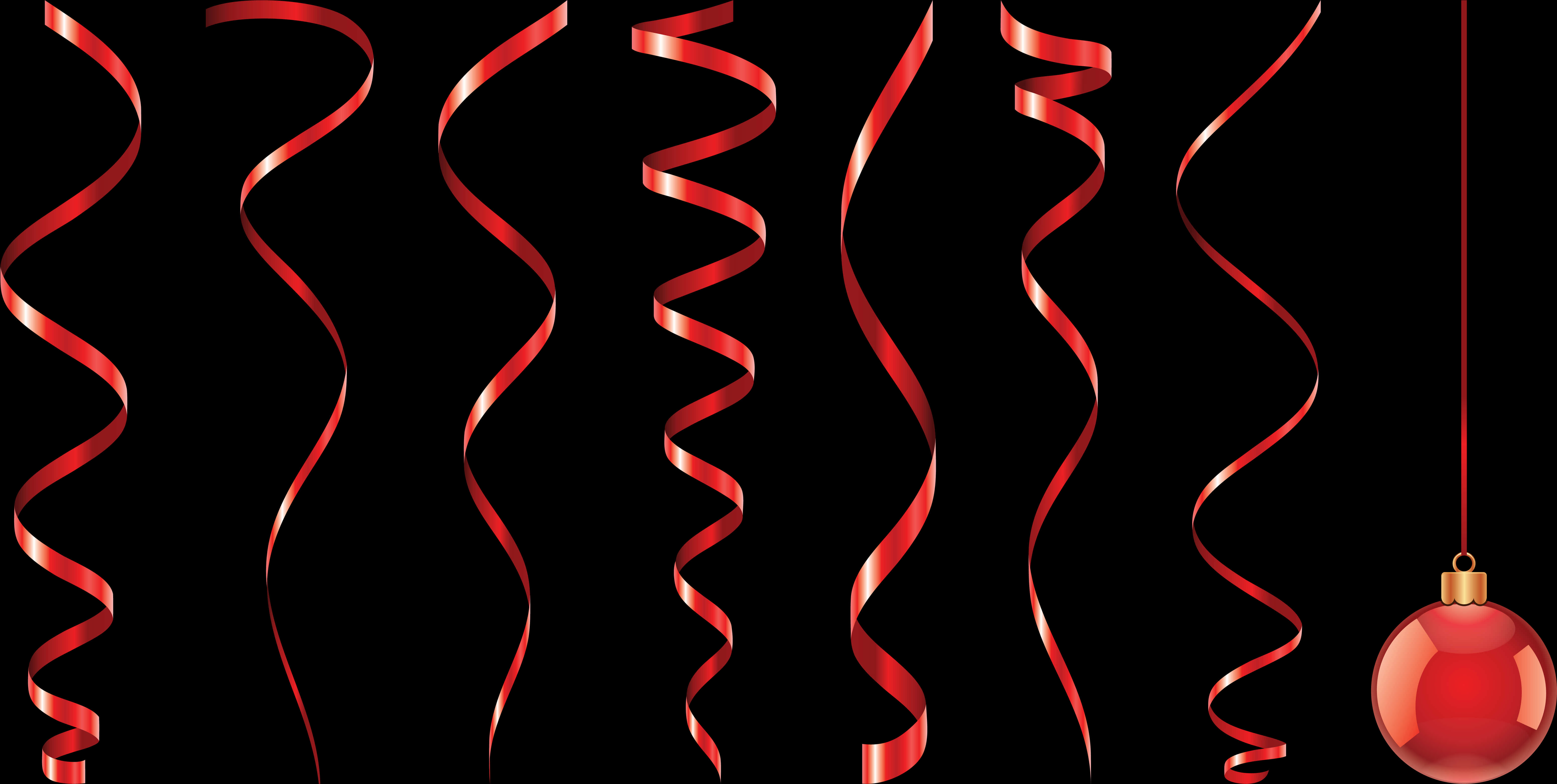 Festive Red Ribbon Christmas Border PNG image with a transparent background, free high-resolution download