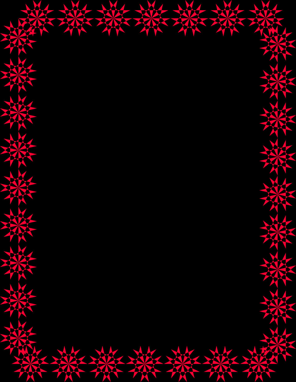 Festive Red Snowflake Christmas Border PNG image with a transparent background, free high-resolution download