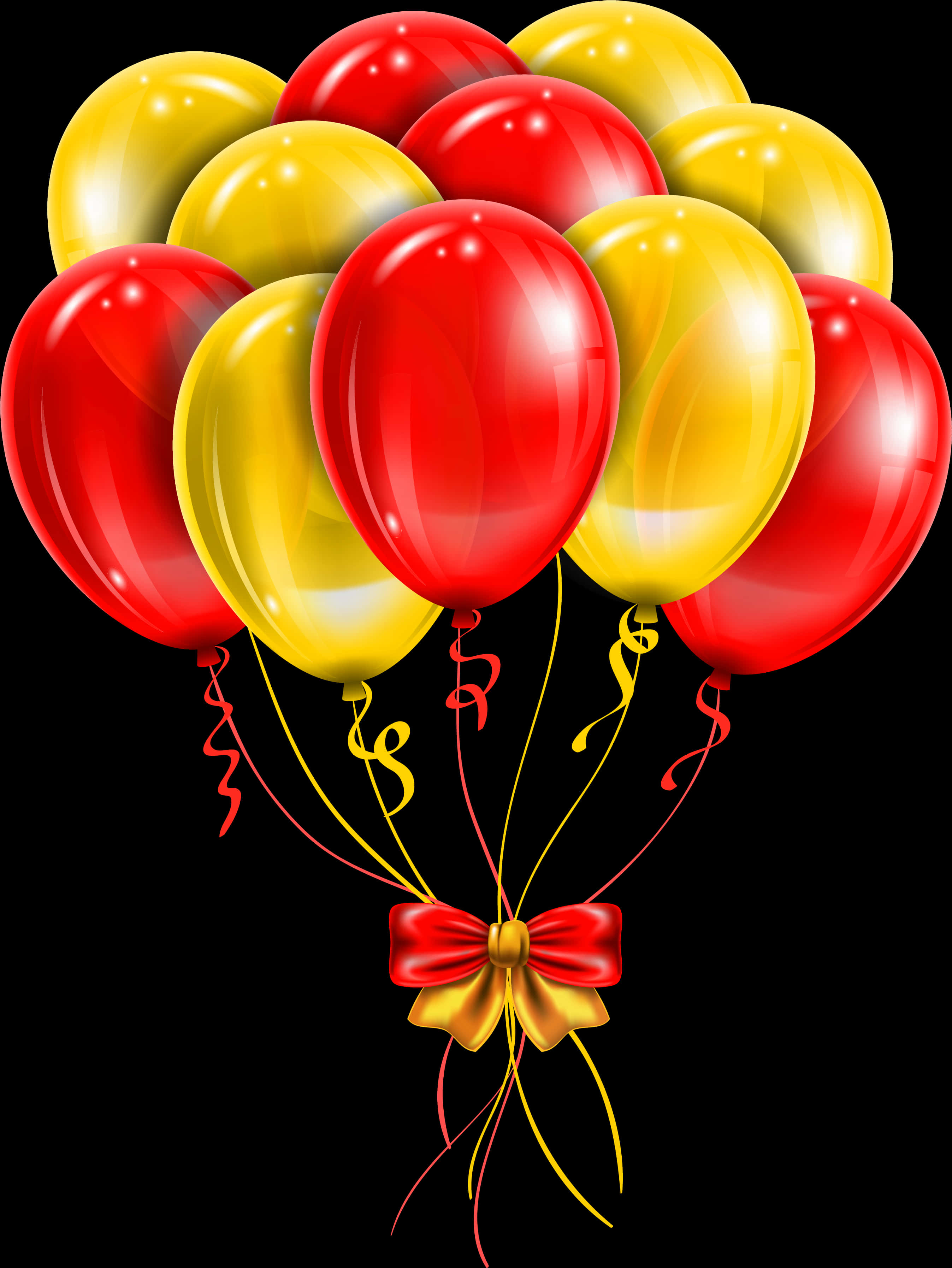 Festive Redand Yellow Balloons Bunch PNG with transparent background