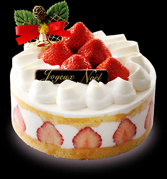 Festive Strawberry Christmas Cake PNG with transparent background