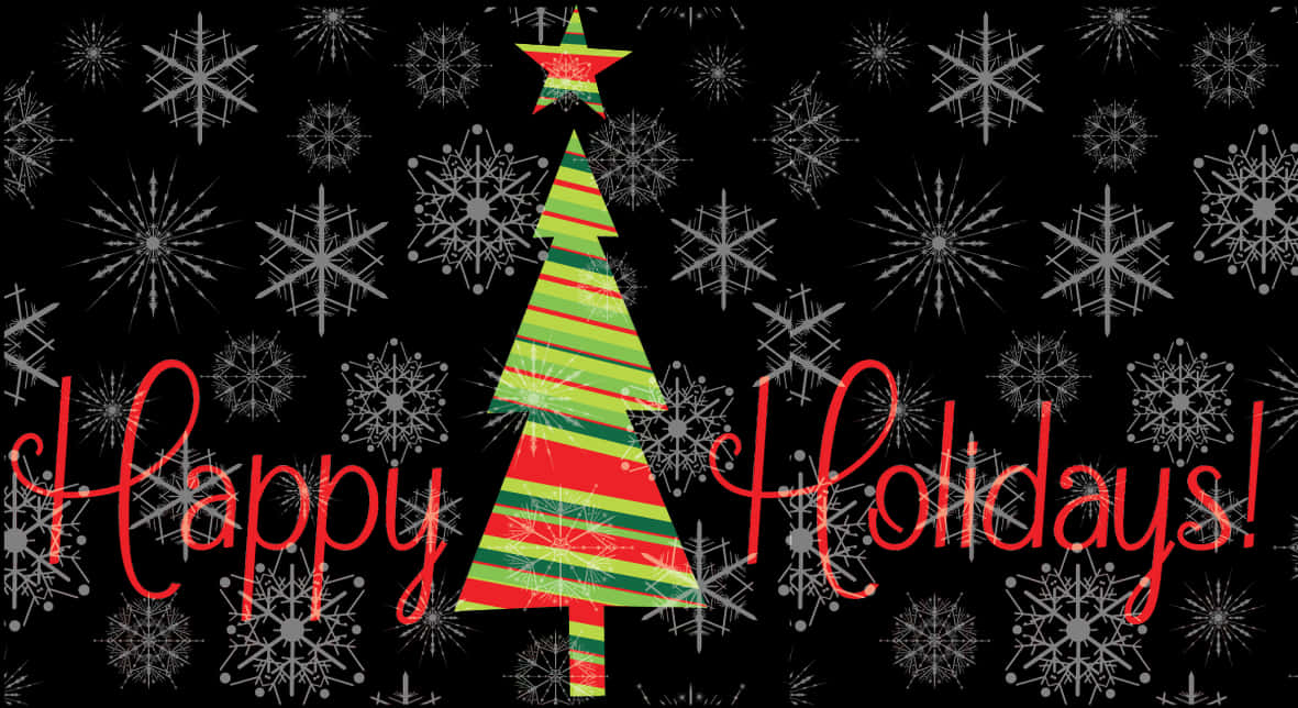 Festive Tree Happy Holidays Greeting PNG with transparent background