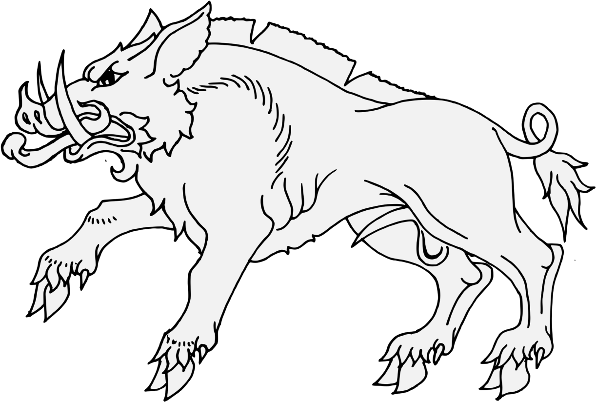 Fierce Boar Line Art