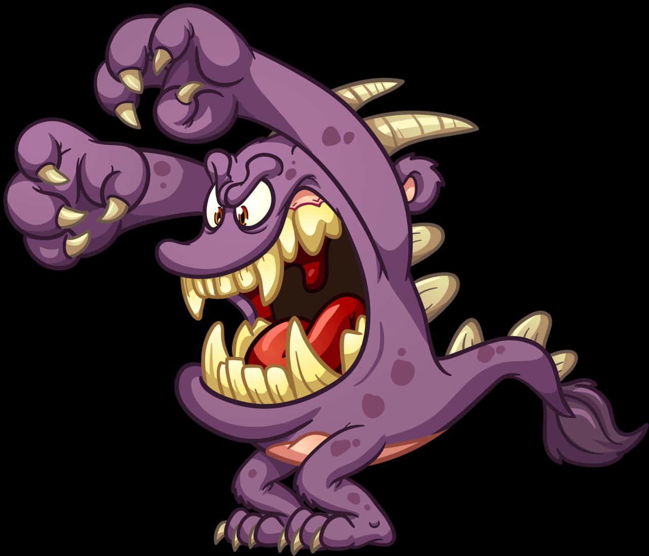 Fierce Cartoon Monster PNG with transparent background