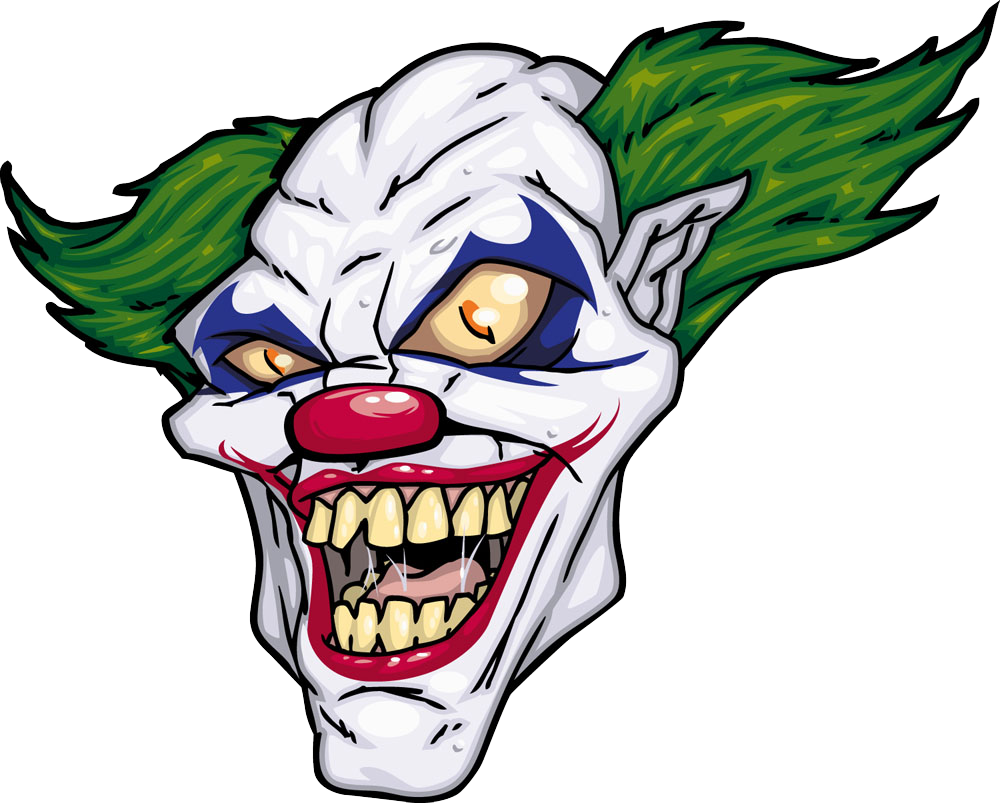 Joker Evil Clown Illustration - Scary Clown Cartoon PNG with transparent background