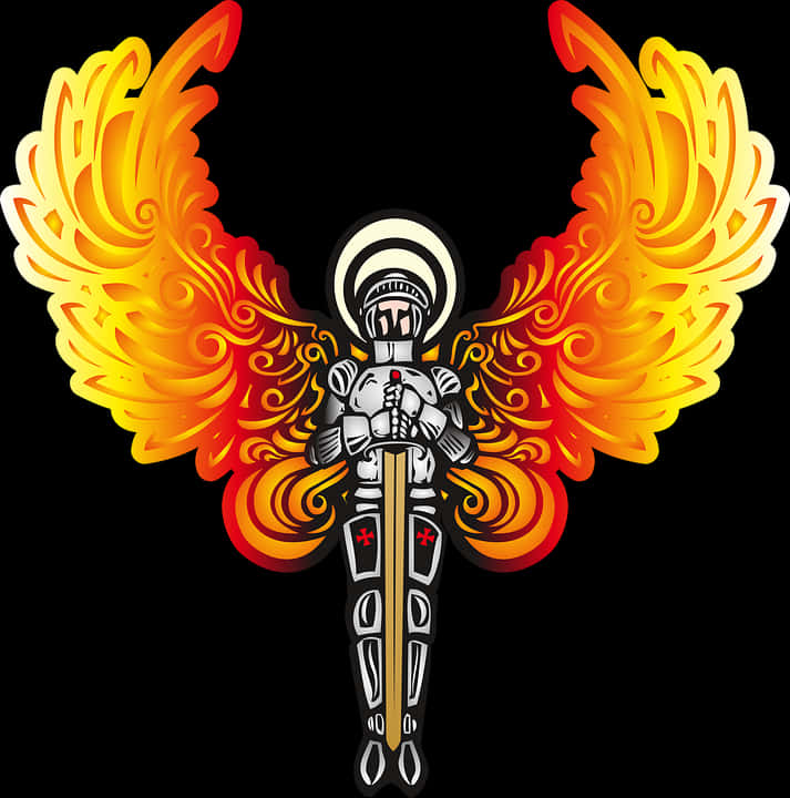 Fiery Angel Halo Sword Graphic