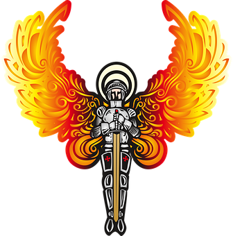 Fiery Angel Knight Illustration PNG with transparent background