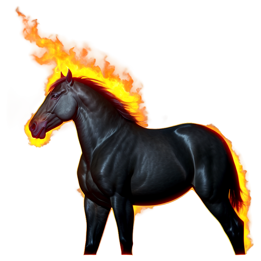 Fiery Black Stallion Spirit Png 47